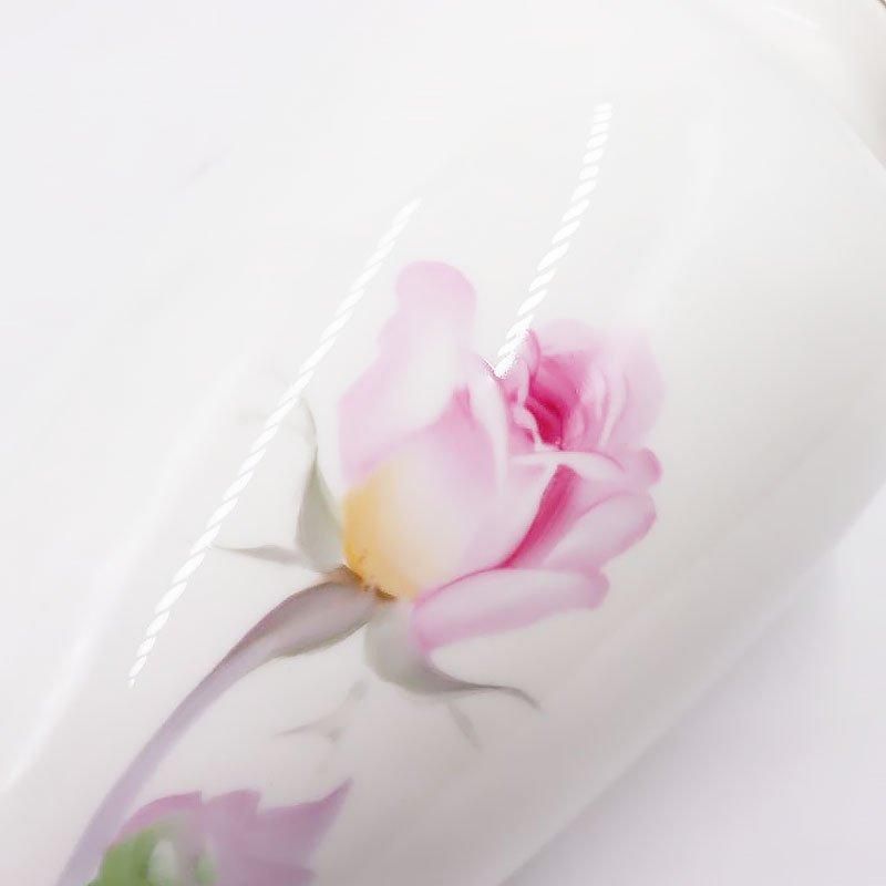 昭和のエレガントな手描きノリタケ花瓶ピンクローズ