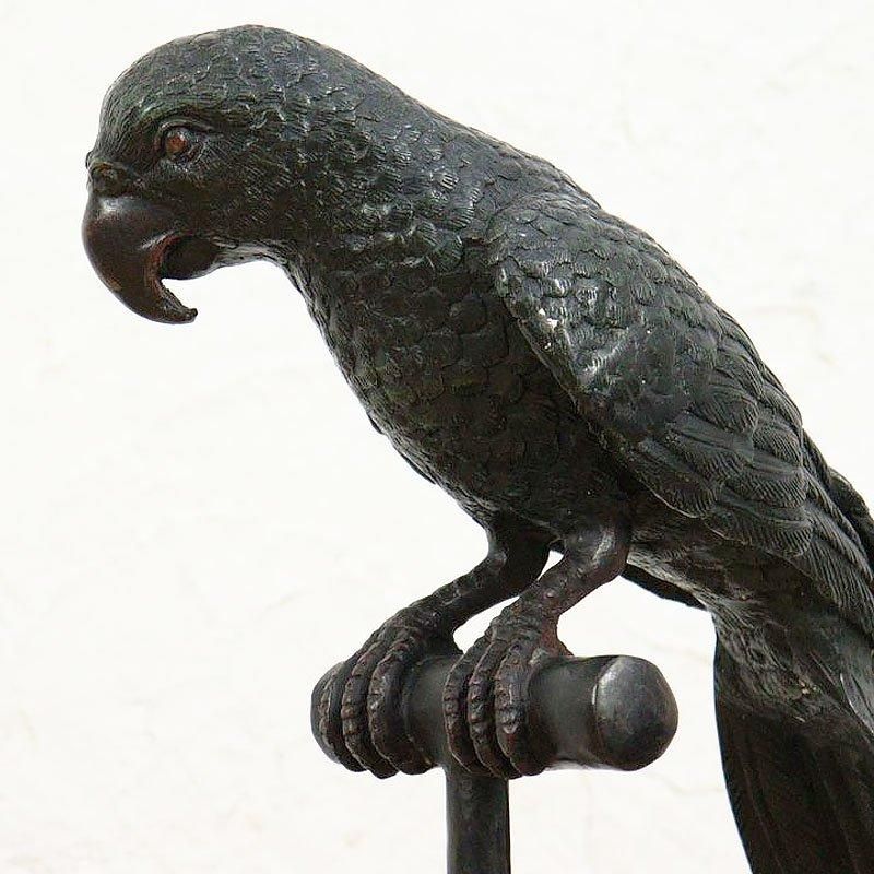 金属製 オウム 置物 スタンド オブジェ 鳥 アンティーク 金属製 オウム 置物 スタンド オブジェ 鳥 アンティーク