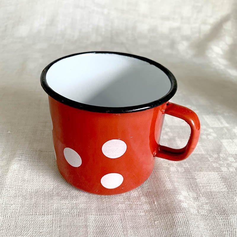 赤水玉ホーローカップ（可愛い）