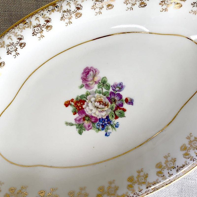 リモージュULIM オーバルプレート 金彩レトロレリーフ 花柄 リモージュULIM オーバルプレート 金彩レトロレリーフ 花柄
