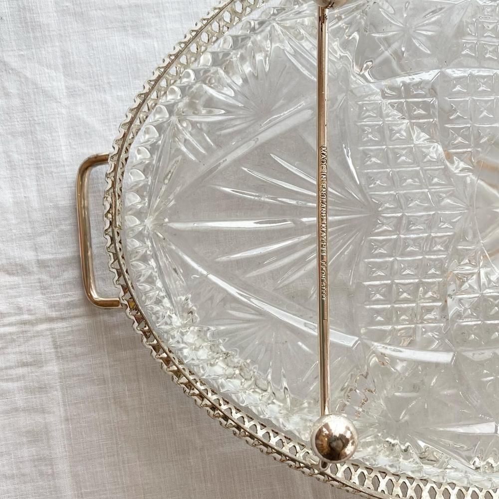 フランス製 アンティーク ガラスオードブル皿