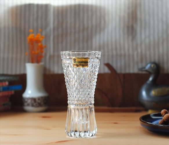 西ドイツ製 BEYER クリスタルグラス 花瓶 ガラス フラワーベース 花器 一輪挿し ヴィンテージ アンティーク_230405