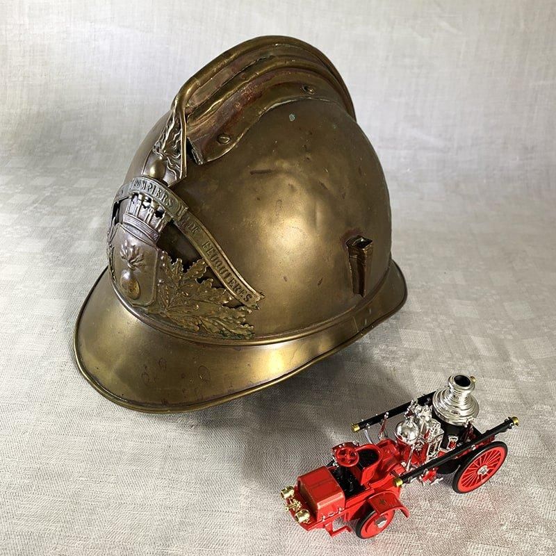 アンティーク 真鍮 フランス消防士ヘルメット 1885年製