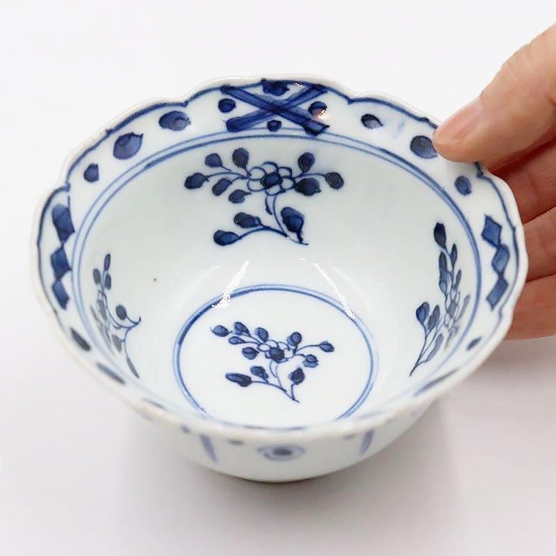 手描き染付小鉢 向付 花模様 アンティーク 和食器