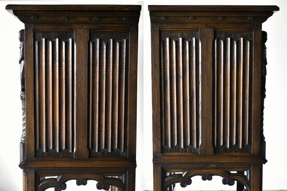英国製1870年代 オークキャビネット｜重厚な彫刻×無垢材
