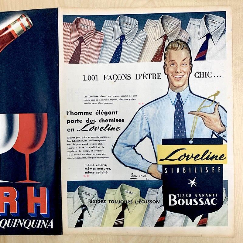 ヴィンテージ広告4Pカラー・モノクロ BYRRH 紳士服（1953年仏