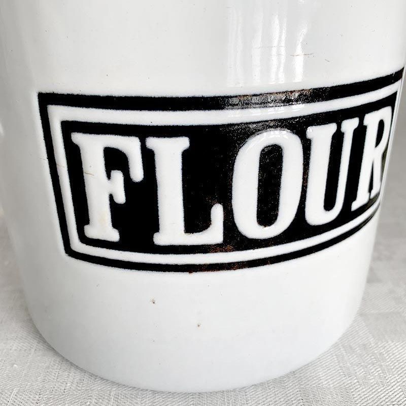 ホーロー 白いフラワー缶 小麦粉キャニスター FLOUR 17KWa12