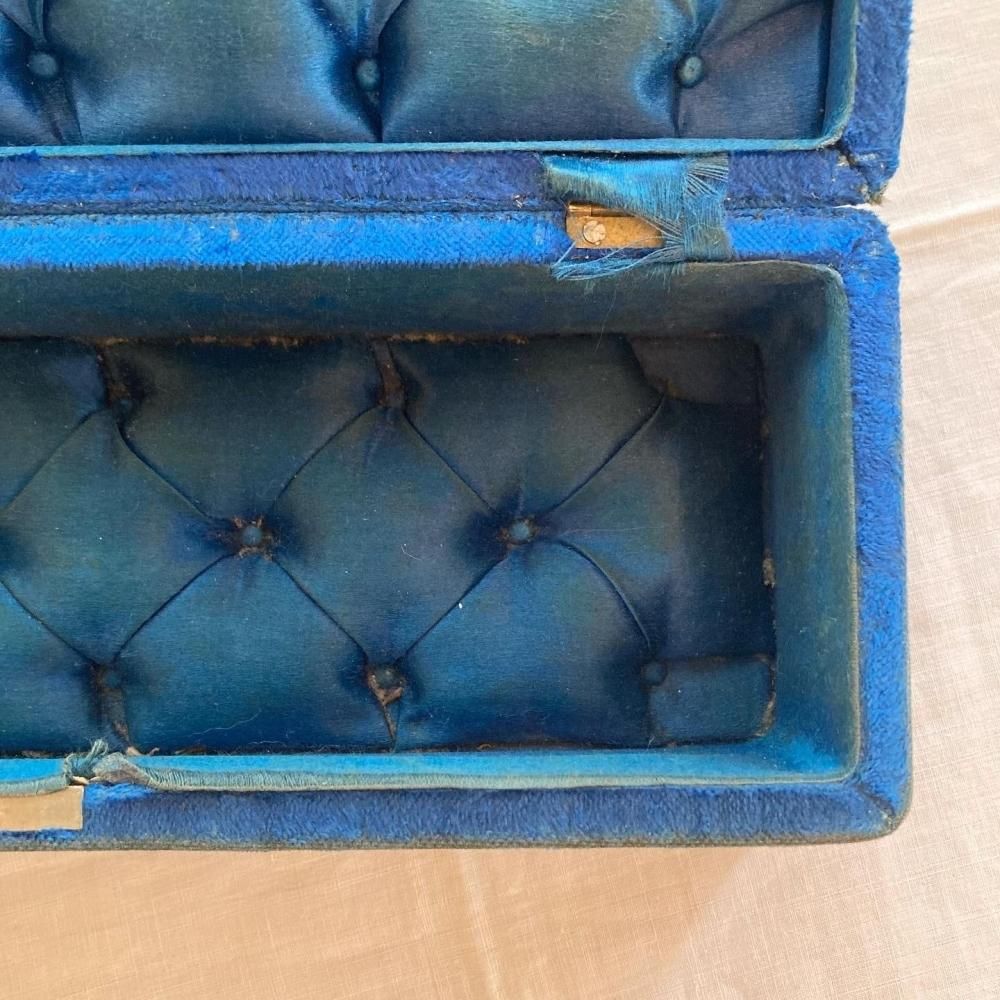 フランス アンティーク ビロード グローブケース 青