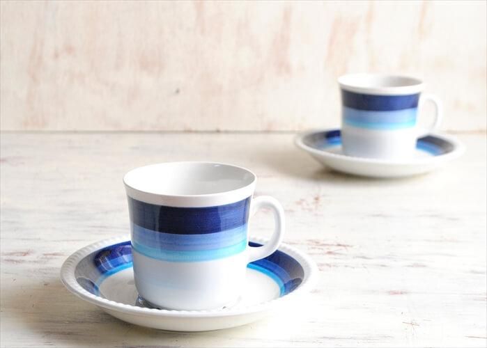 スウェーデン製アンティークカップソーサー繊細なブルーデザイン