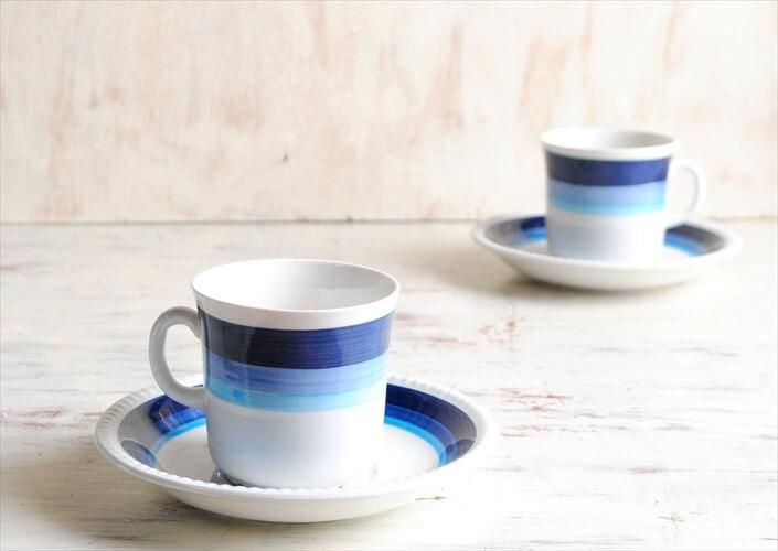 スウェーデン製アンティークカップソーサー繊細なブルーデザイン