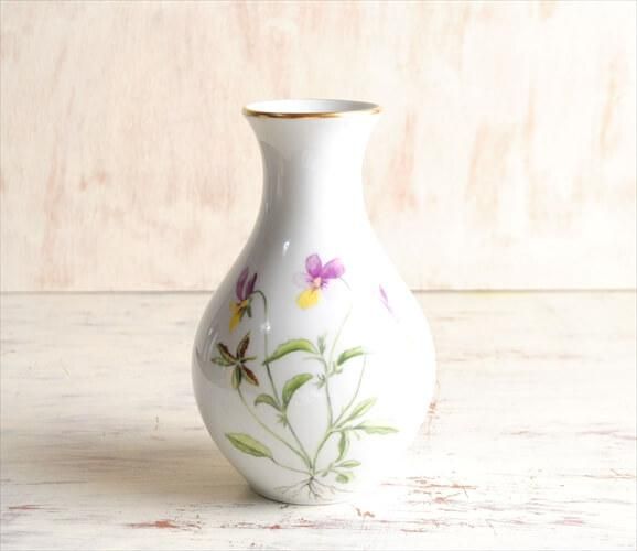 ドイツ ヴィンテージ 花柄 花瓶 磁器製 アンティーク