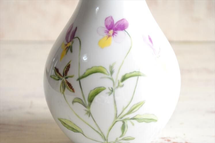 ドイツ ヴィンテージ 花柄 花瓶 磁器製 アンティーク