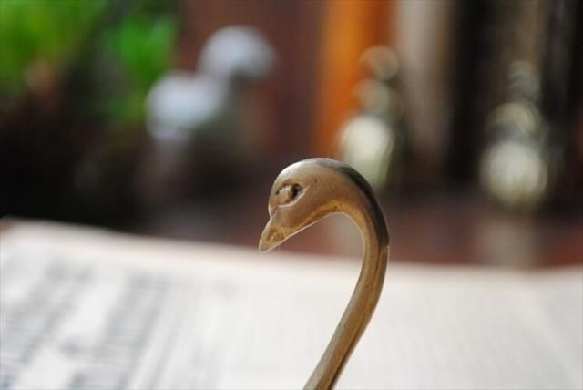 フランスから 真鍮の小さな白鳥 オブジェ スワン ブラス