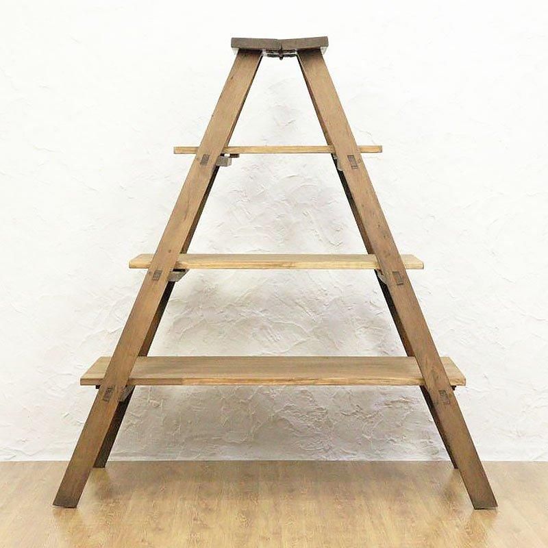 【値下げ不可】ラダーシェルフ 階段棚 古道具 レトロ ヴィンテージ 飾り棚 古材 楽天市場】OLD ASHIBA（足場板古材）ラダーシェルフ（奥行ワイド