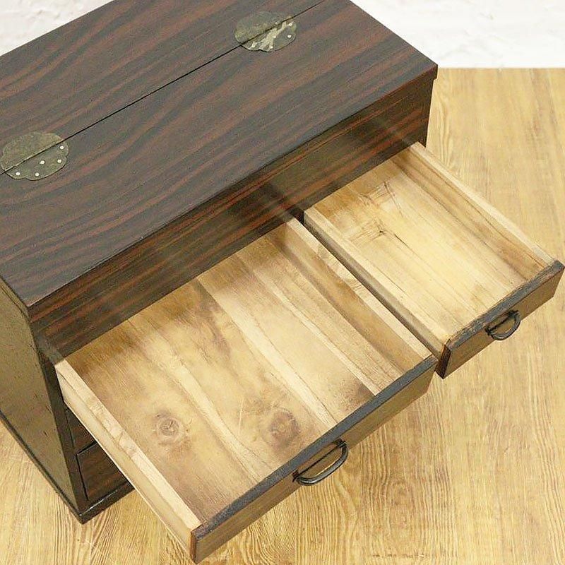 お針箱 お裁縫箱 小引出し 薬箱 黒檀 日本の道具 古民具 和骨董 お針箱 お裁縫箱 小引出し 薬箱 黒檀 日本の道具 古民具 和骨董