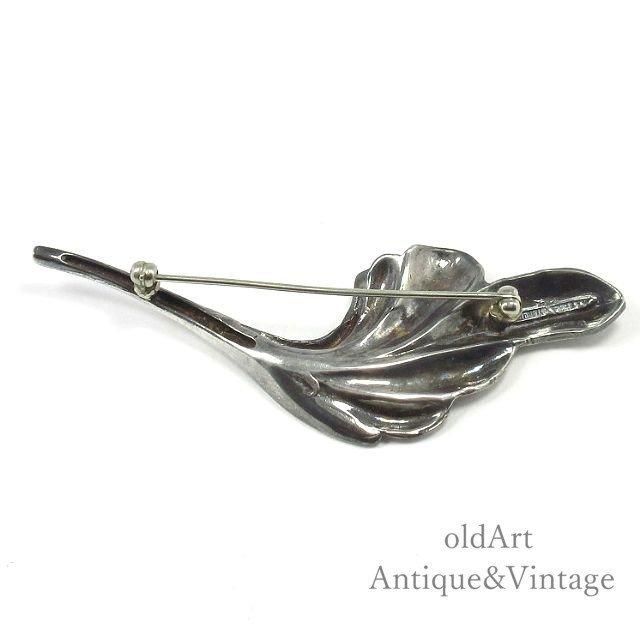 ヴィンテージUSA製繊細な銀細工リーフブローチ