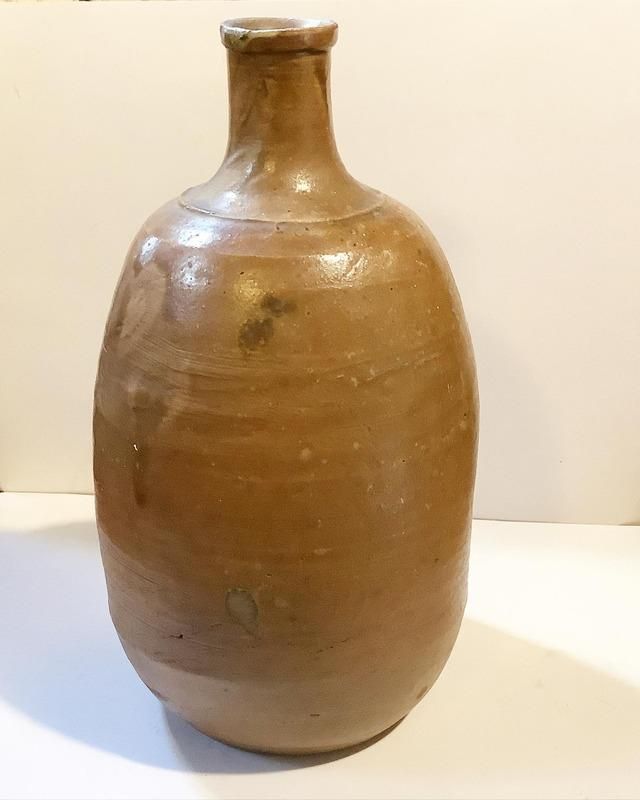 松代焼　黒釉白釉緑彩大徳利　幕末〜明治時代頃　松代代官町窯と思われる名品です。 松代焼 黒釉白釉緑彩大徳利 幕末〜明治時代頃 松代代官町窯と