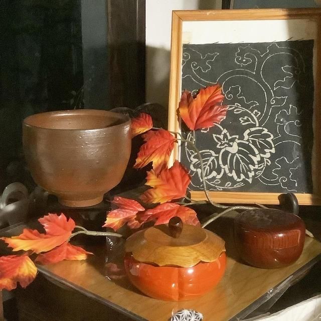 備前焼抹茶茶碗 - ANTIQUE LEAVES 備前焼抹茶茶碗 - ANTIQUE LEAVES