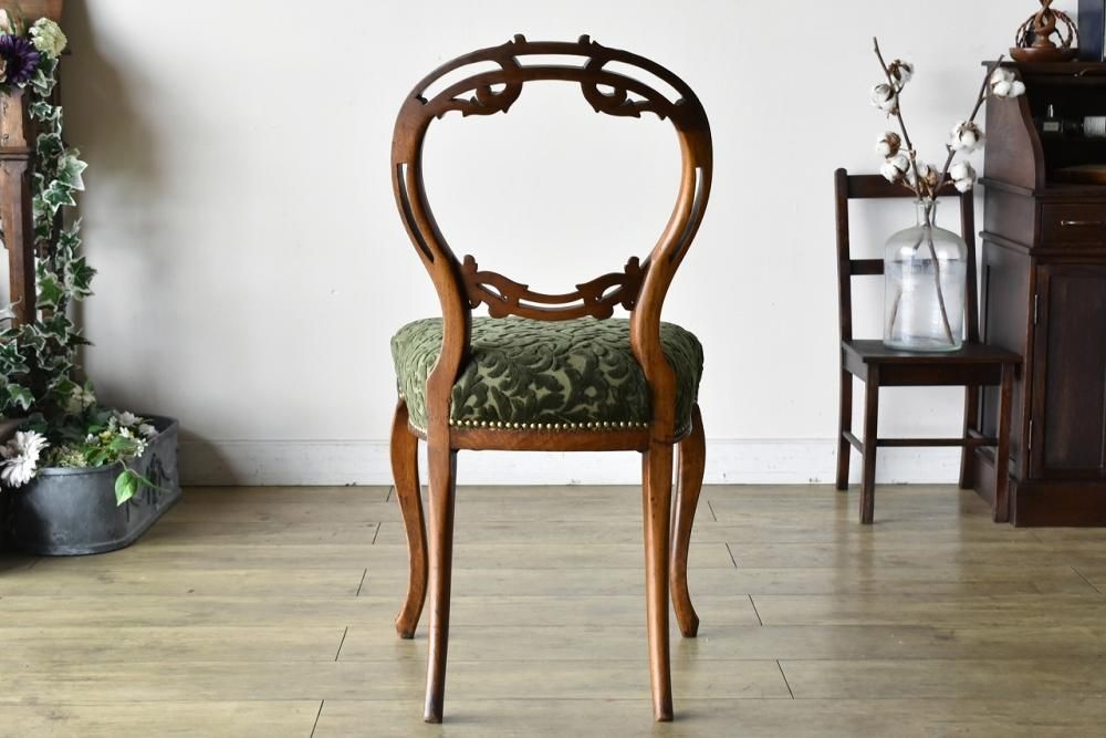 アンティークチェア バルーンバックチェア アンティーク バルーンバックチェア/ラッシュシート - ANTIQUE LEAVES
