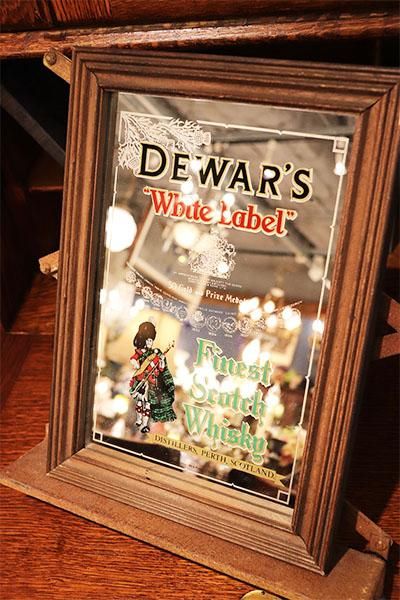 John Dewar & Sons White Label パブミラー DEWAR'S ホワイトラベル パブミラー アメリカ製 木製