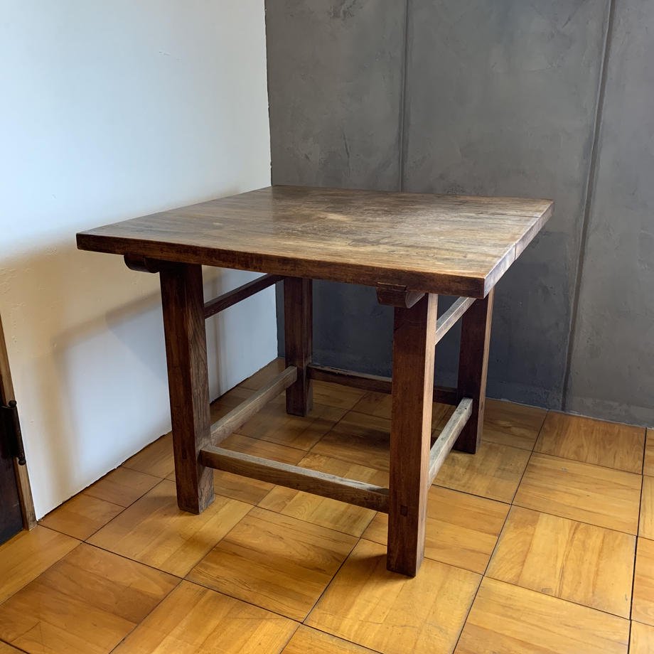 古いテーブル ダイニングテーブル 正方形 作業台 木製 昭和初期 収納 古道具 アンティーク ヴィンテージ