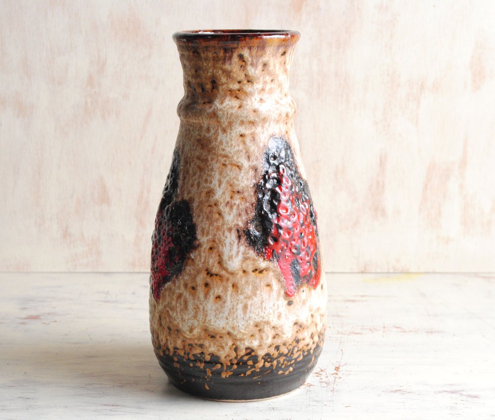 西ドイツ製 ヴィンテージ Bay Keramik 陶器の花瓶 Fat Lava ファット