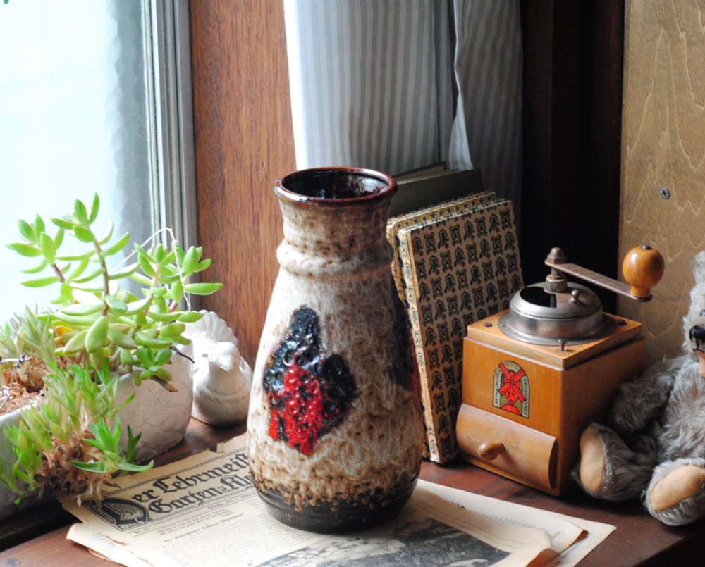 西ドイツ製 ヴィンテージ Bay Keramik 陶器の花瓶 Fat Lava ファット