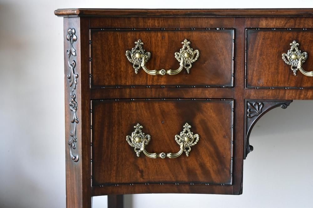 アンティーク イギリス 1890年代 マホガニーレザーデスク