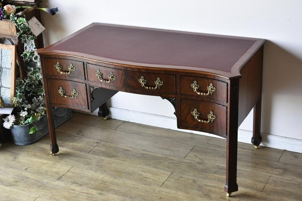 d46 レザートップマホガニーデスク - ANTIQUE LEAVES d46 レザートップマホガニーデスク - ANTIQUE LEAVES