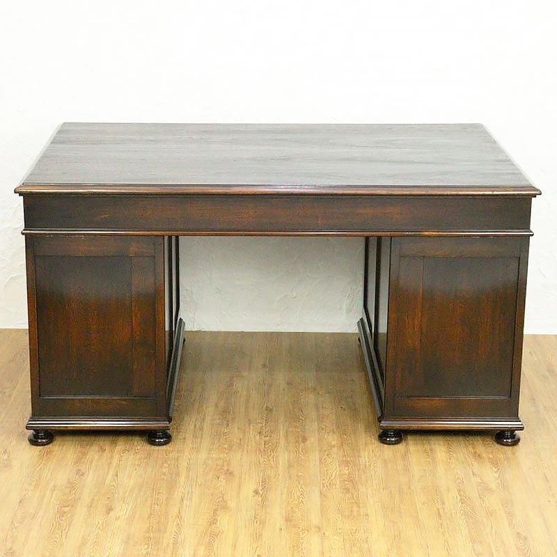 アンティーク 三つ組机 大正ロマン 彫刻入り 樺材