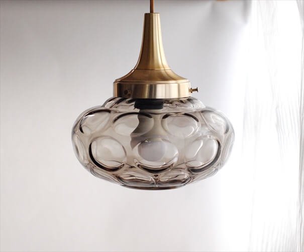 1960-70年代 デンマーク製 ヴィンテージ ペンダントライト スモークガラス 北欧 ミッドセンチュリー ランプ 照明 アンティーク_230627