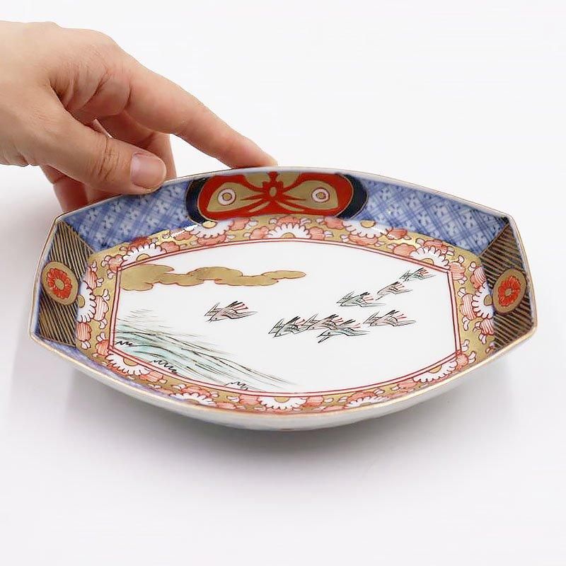 古伊万里　骨董　アンティーク　色絵梅千鳥文　７寸皿　3枚セット 古伊万里 骨董 アンティーク 色絵梅千鳥文 7寸皿 3枚セット 手描き色絵