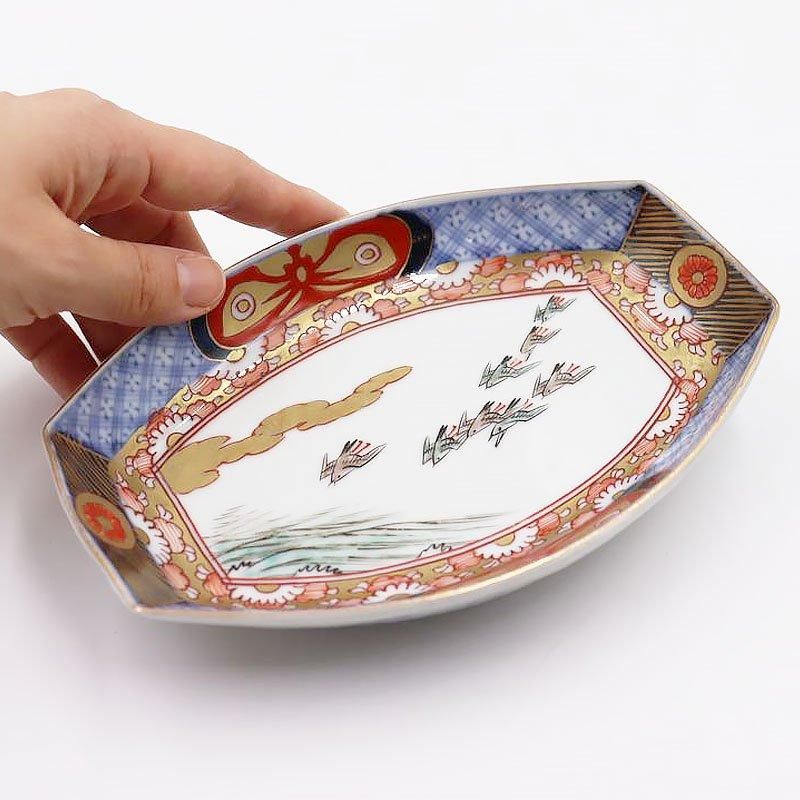 手描き色絵伊万里変形皿明治大正アンティーク