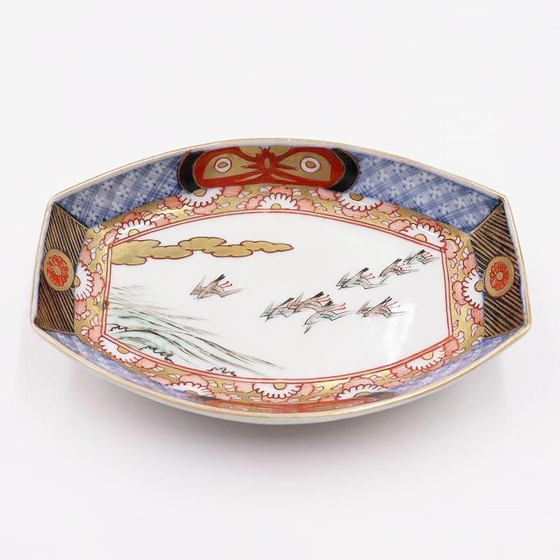 手描き色絵伊万里変形皿明治大正アンティーク