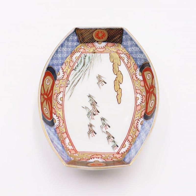 手描き色絵伊万里変形皿明治大正アンティーク