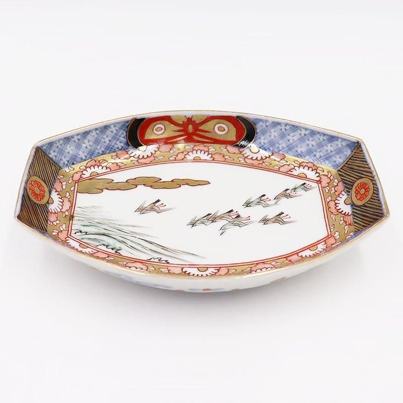 手描き色絵伊万里変形皿明治大正アンティーク