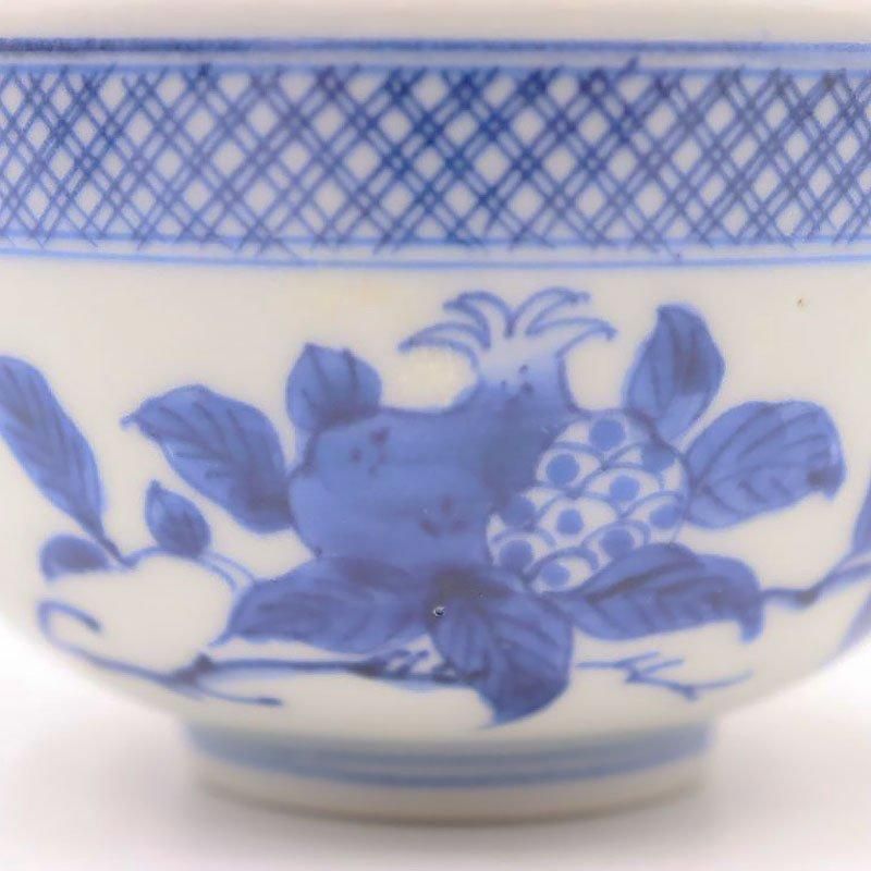 手描き染付藍色向付小鉢昭和初期アンティーク