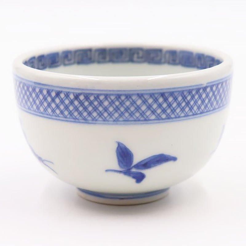 手描き染付藍色向付小鉢昭和初期アンティーク