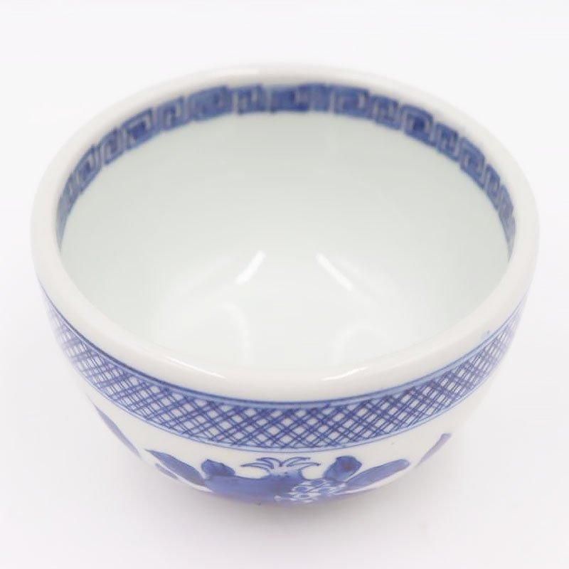 手描き染付藍色向付小鉢昭和初期アンティーク