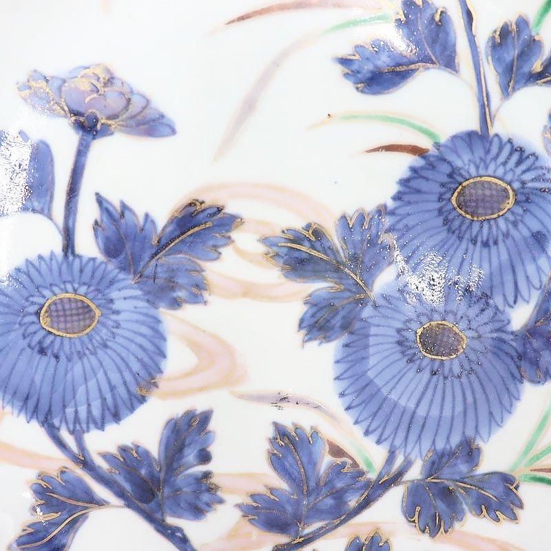 古伊万里 色絵 七寸皿 二客 21㎝ 草花 菊 牡丹 蝶 唐草 錦手CL95 伊万里 色絵 龍草花模様 輪花型七寸皿 - 生活骨董と古布の