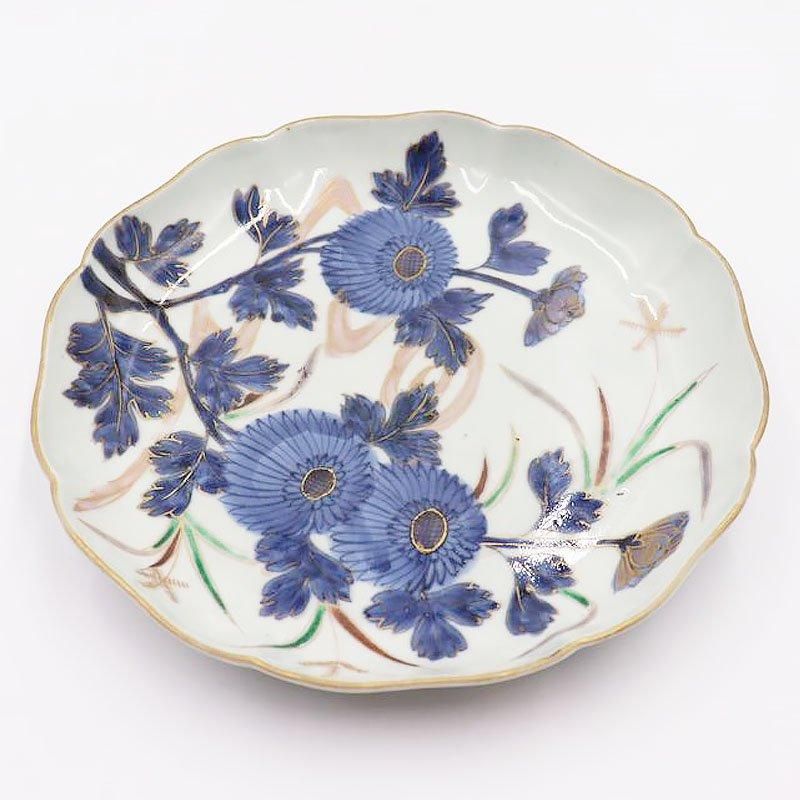 繊細なアンティーク和食器 菊唐草柄の七寸皿