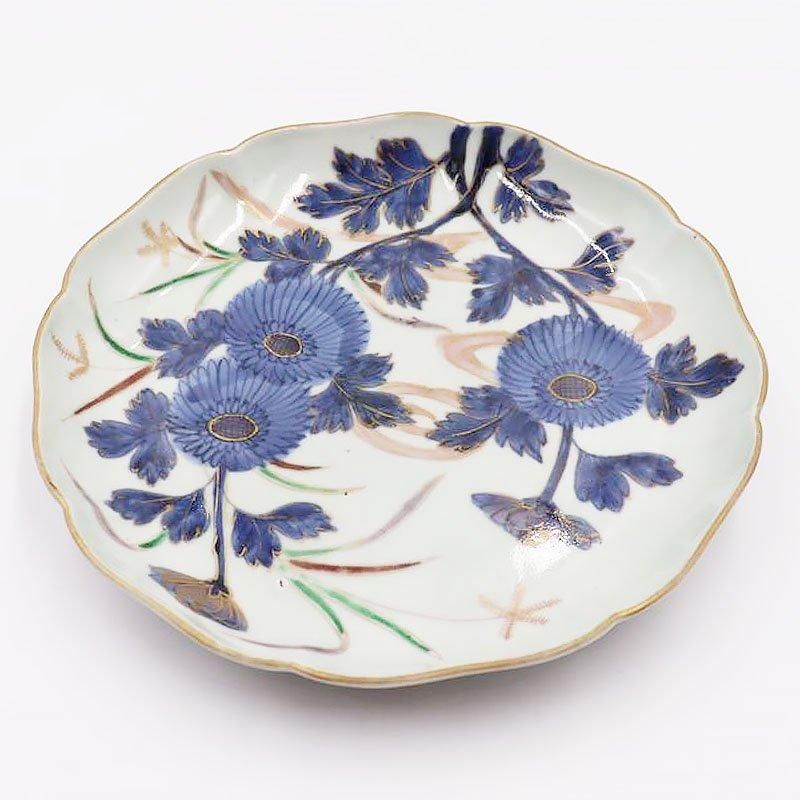 （珍）レトロアンティーク　佐賀　古伊万里焼　白磁色絵　唐草桐紋錦絵角皿 珍）レトロアンティーク 佐賀 古伊万里焼 白磁色絵 唐草桐紋錦絵角皿