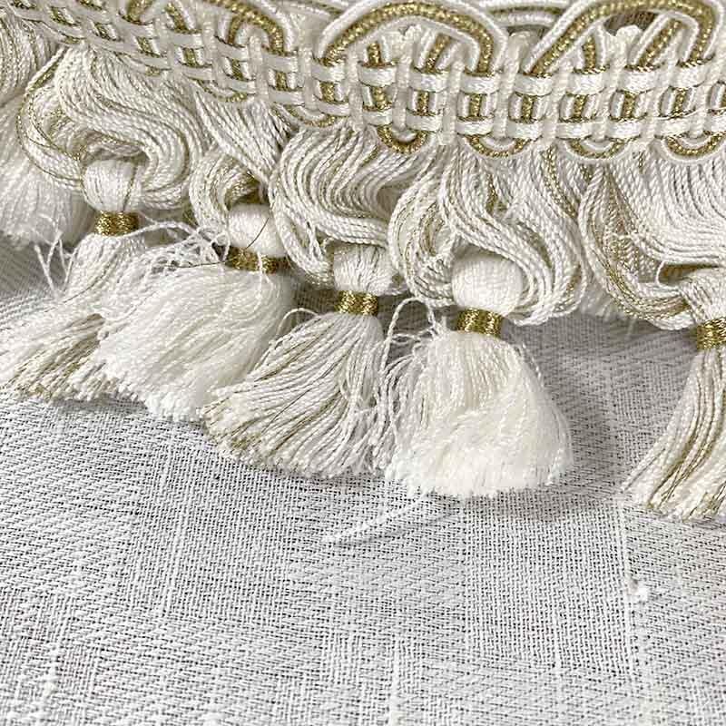 白×ゴールド フリンジ付き Houles Paris カーテンタッセル