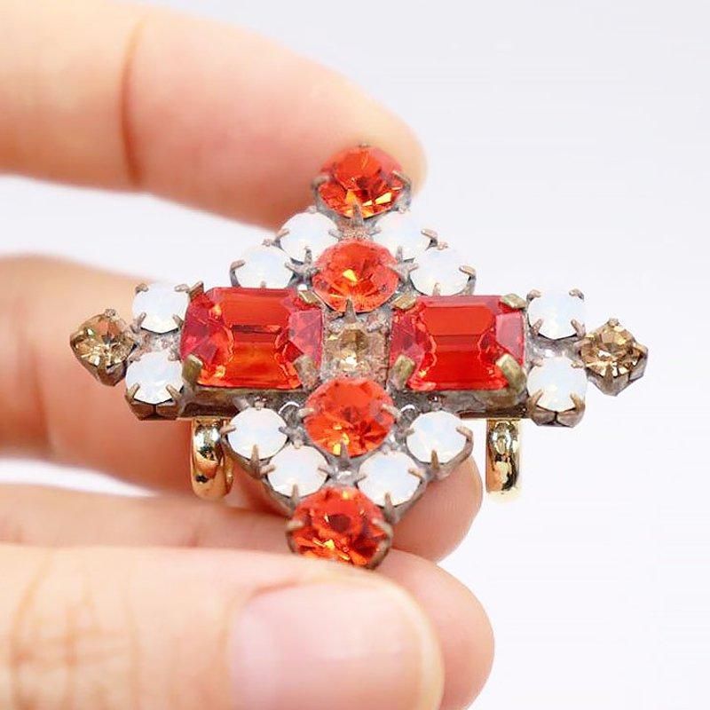 チェコガラスボタン 帯留め アンティーク ヴィンテージ