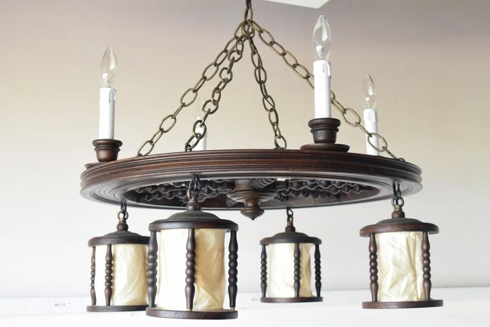 中古シャンデリア アンティーク 1960-70's ヴィンテージ 5灯 シャンデリア - アンティーク、ビンテージ