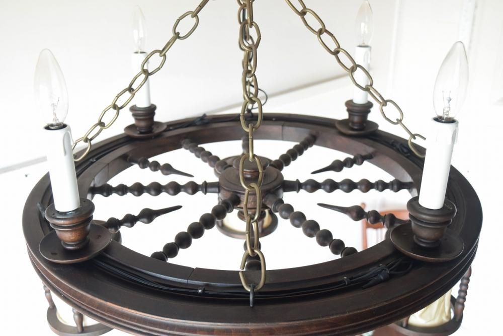 ウッドシャンデリア アンティーク カントリー風 ビーチウッド 6灯シャンデリア