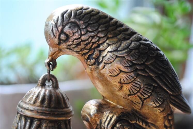 フランスのブロカントから 真鍮の鳥モチーフ卓上ベル 呼び鈴