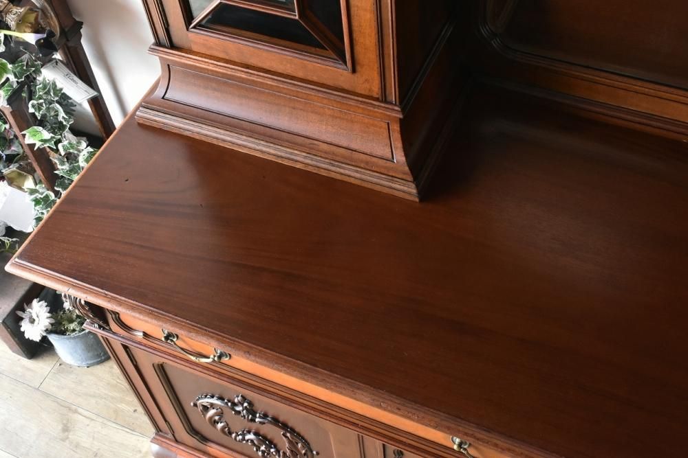 英国製1900年代 ミラーバックサイドボード｜高級マホガニーの存在感