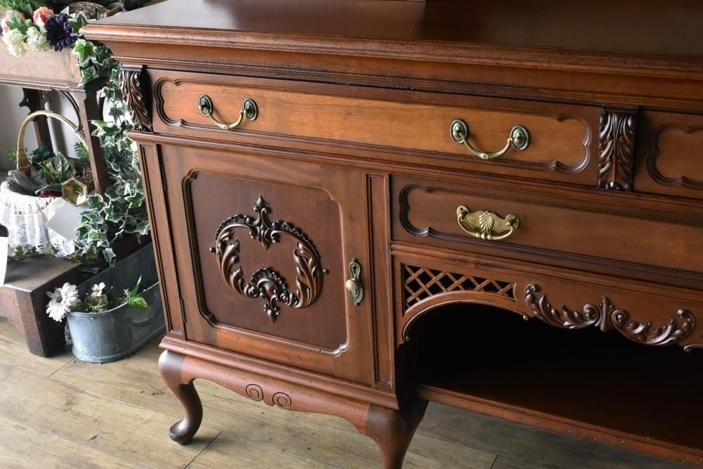 英国アンティークミラーバック サイドボード　　　　2個口60000円　　下段 英国アンティークミラーバック サイドボード 2個口60000円 下段