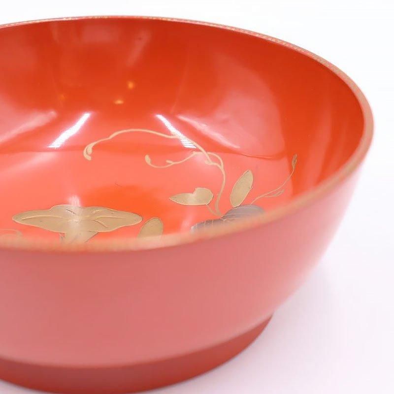 吸物椀 五草花蒔絵 黒 5客セット 木製 漆塗り（製造中止） 漆器